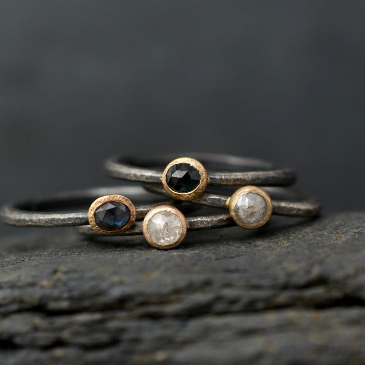 Deep Blue Sapphire Pebble Ring