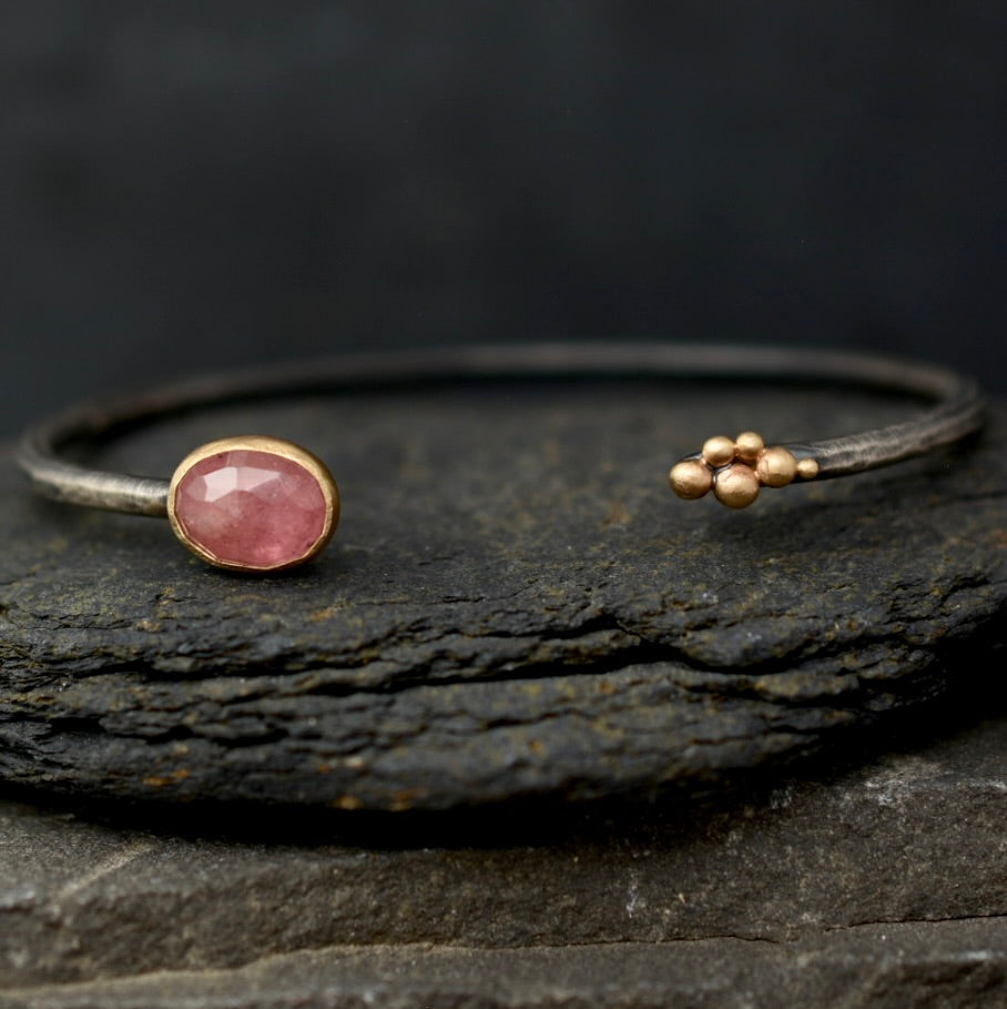 Pink Sapphire Salted Cuff Bracelet
