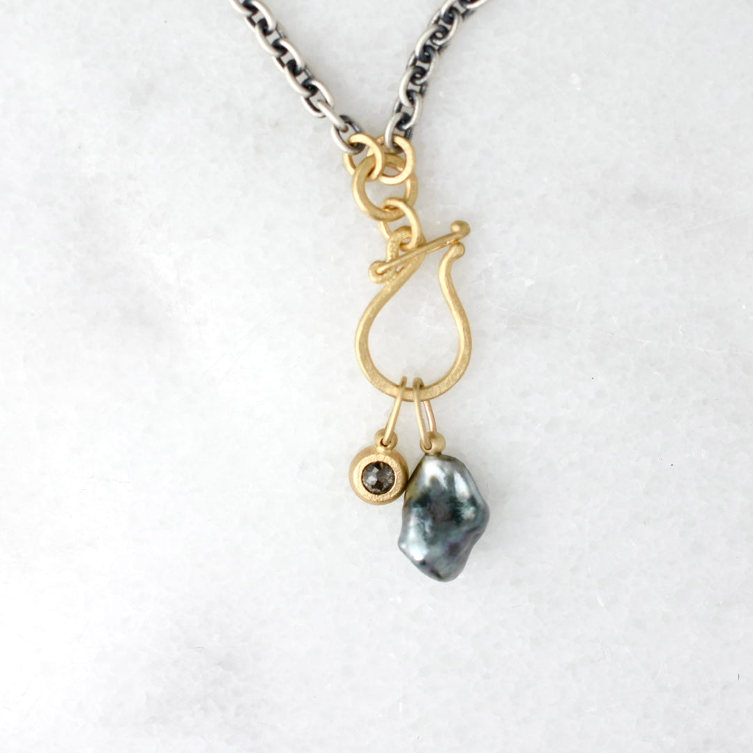Charm Holder Necklace | 18k Gold Fish Hook
