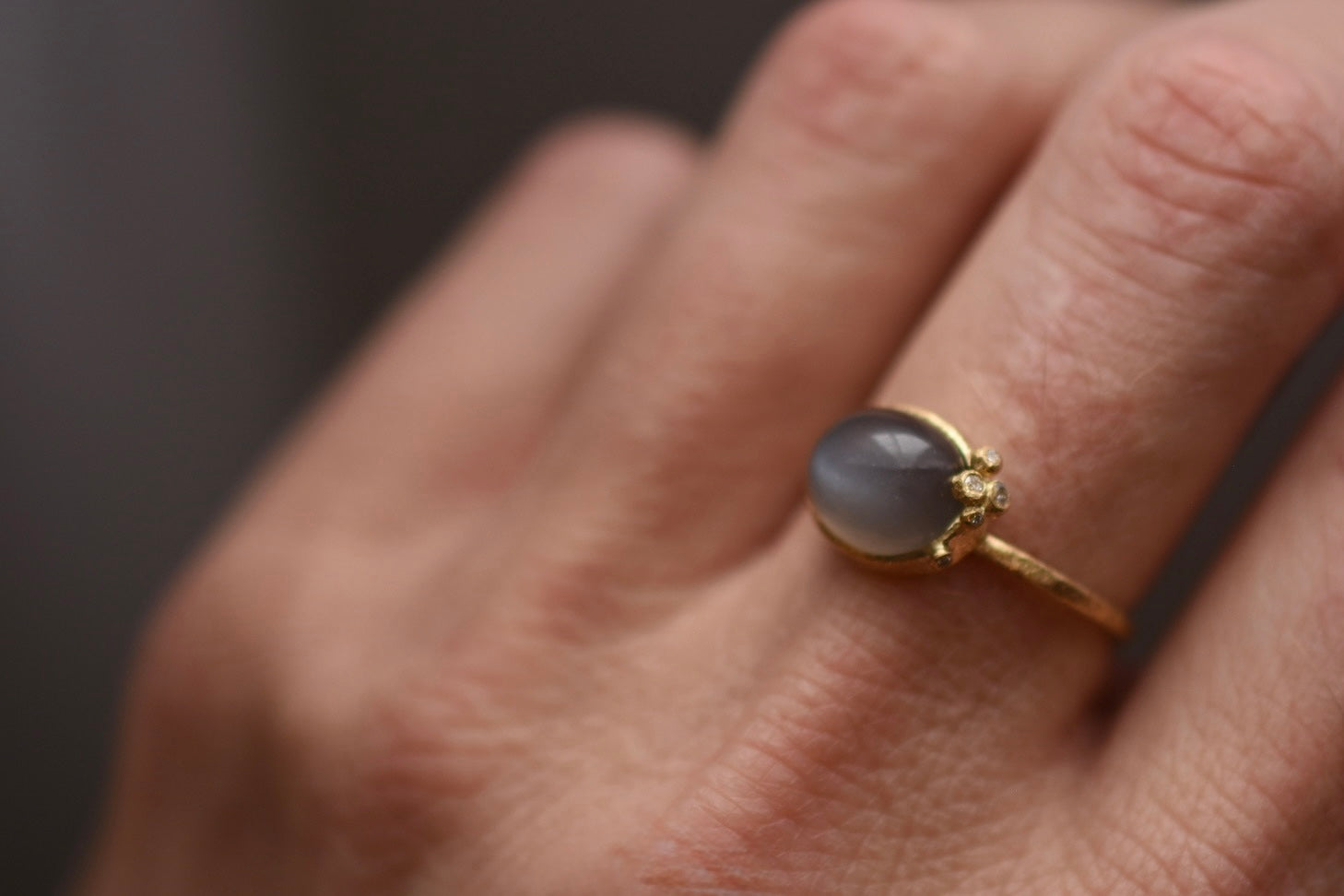 Salted Ring with Grey Moonstone