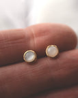 Moonstone 14k gold studs