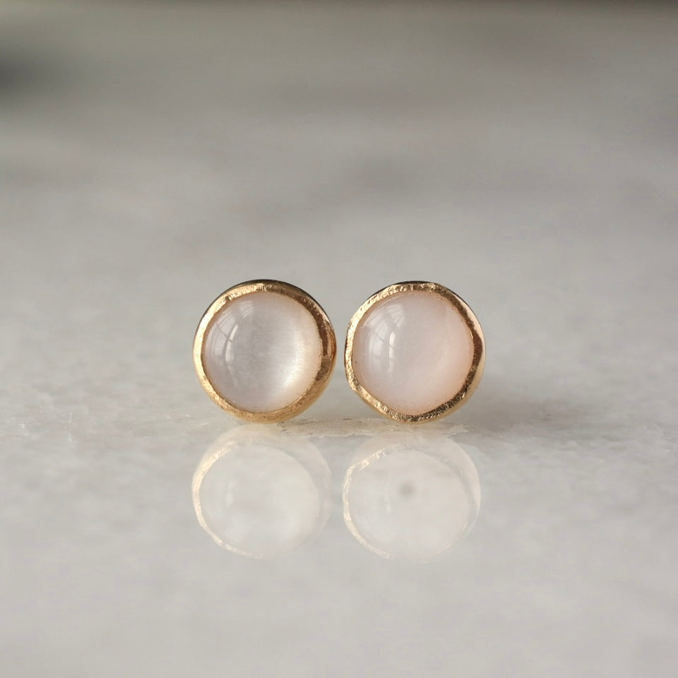 Moonstone 14k gold studs