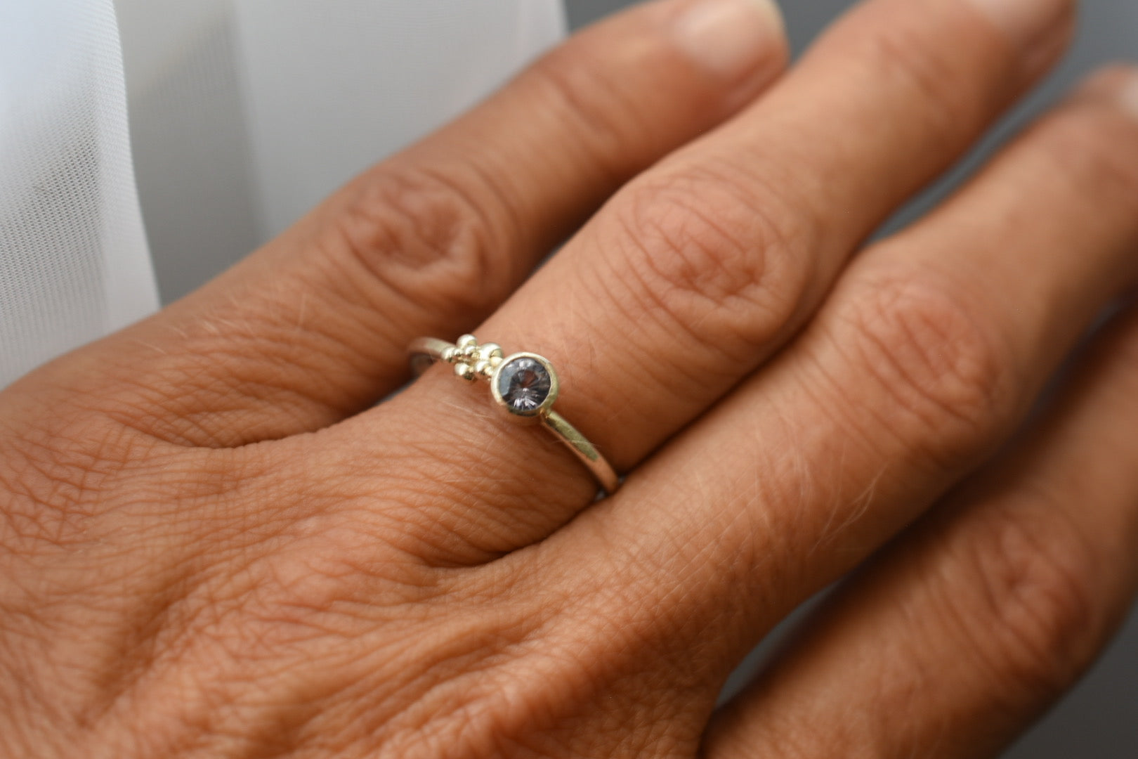 Baby Salted Ring | 14k + Sterling with Spinel - August Birthstone