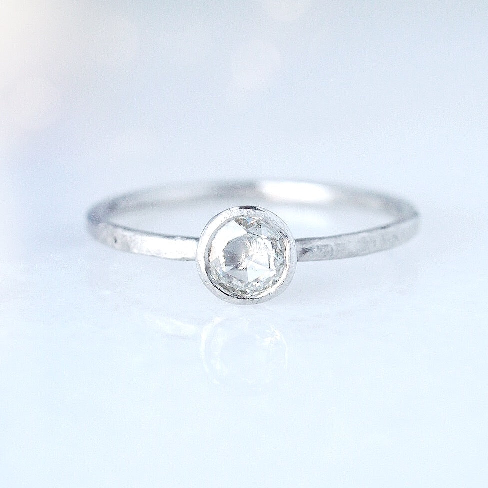 Rose cut Diamond in Platinum