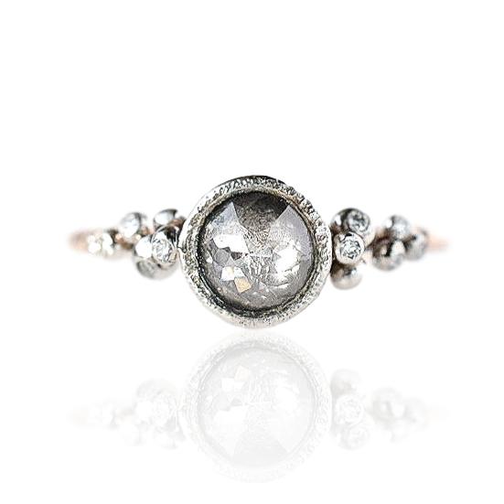 Grey Rose Cut Salted Engagement Ring