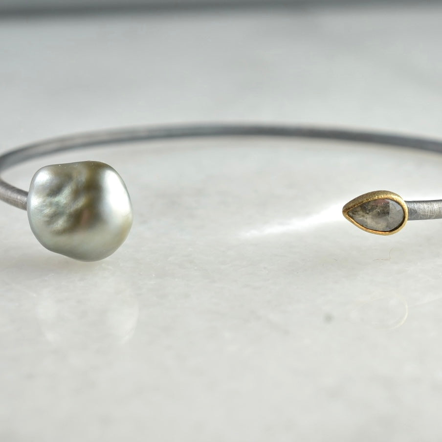 Tahitian Pearl + Diamond Cuff