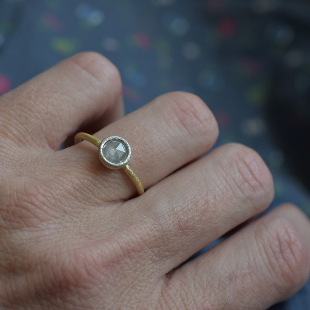 Opalescent Grey Diamond Ring