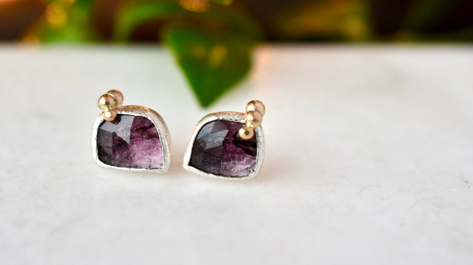 Berry Tourmaline Salted Studs