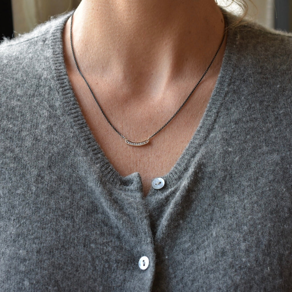 Grey Diamond Tide Line Necklace