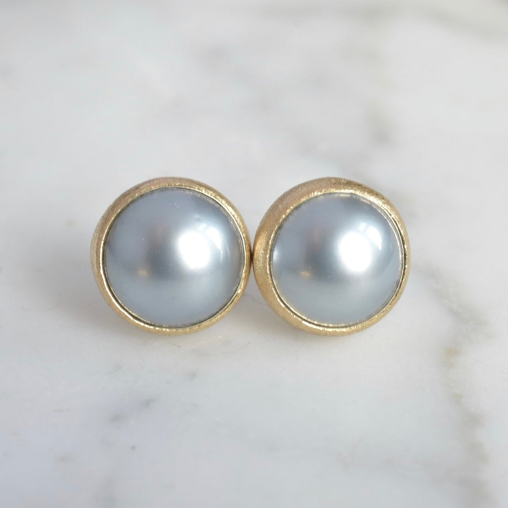 Sea Mist Grey Tahitian Pearl Stud Earrings