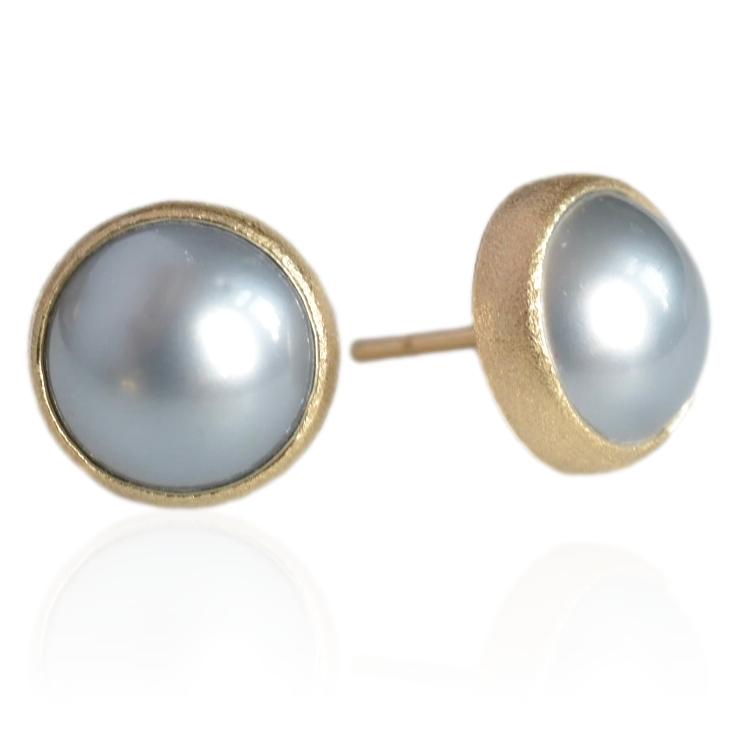 Sea Mist Grey Tahitian Pearl Stud Earrings