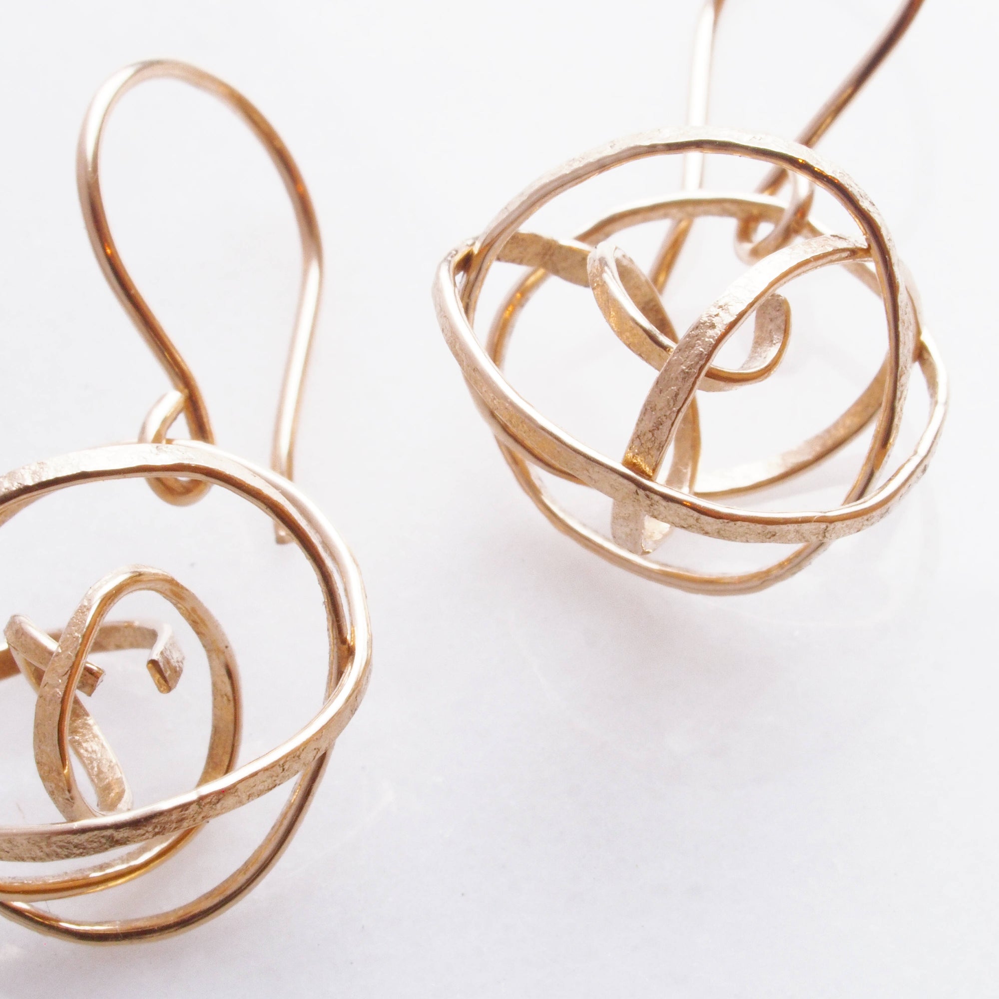 Gold Nest Earrings. Twisted and tangled gold thread earrings. gold dangly earrings. delicate jewelry, everyday earrings, lightweight earring