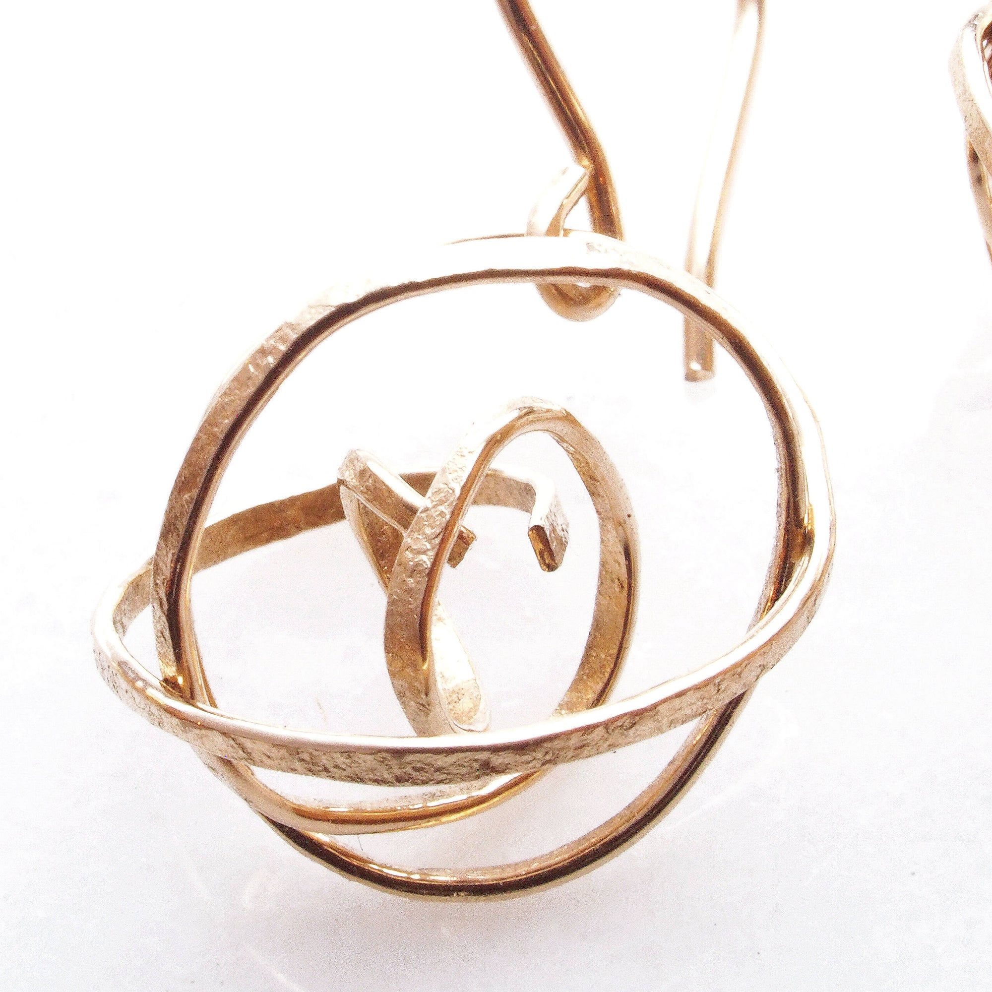 Gold Nest Earrings. Twisted and tangled gold thread earrings. gold dangly earrings. delicate jewelry, everyday earrings, lightweight earring